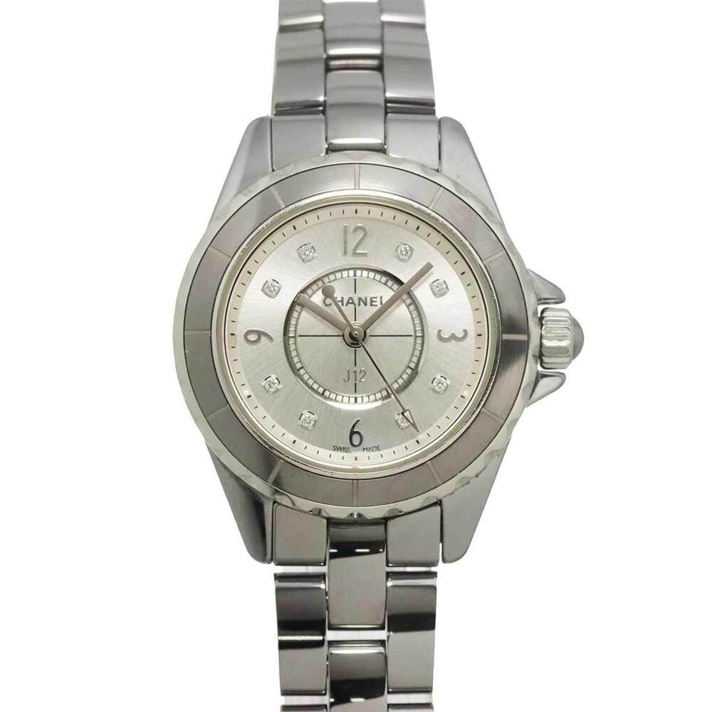 Chanel J12 Chromatic 29mm H3401 Women's Watch, Date, 8 Diamonds, Silver, Quar...
